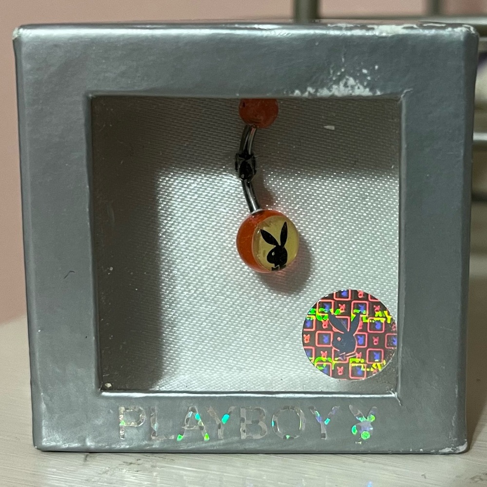 Playboy Silver and Pink bellybutton ring